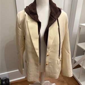 Cream and Brown Women's Blazer with Dickie Jacket NWT